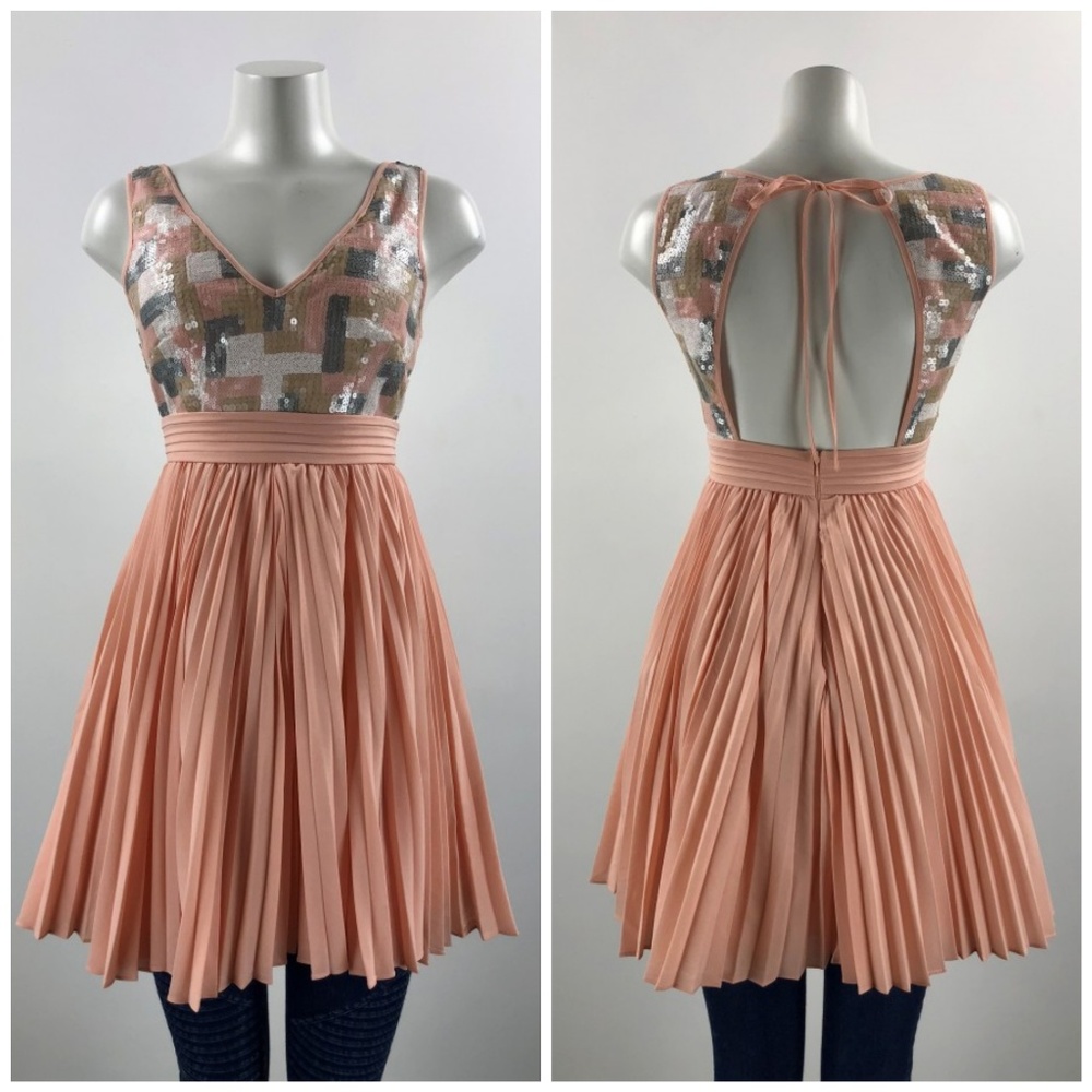 Minute Peach Sequined Dress Size S